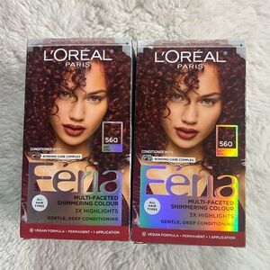 NEW 2 pack L'Oreal Paris Feria 560 Shimmering Permanent Hair Color Hot Chili
